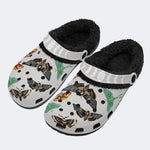 Death Skull Moth Print - Fur Lined Slippers/Sandals