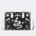 Snake And Beath Moth Print - Leather Handbag
