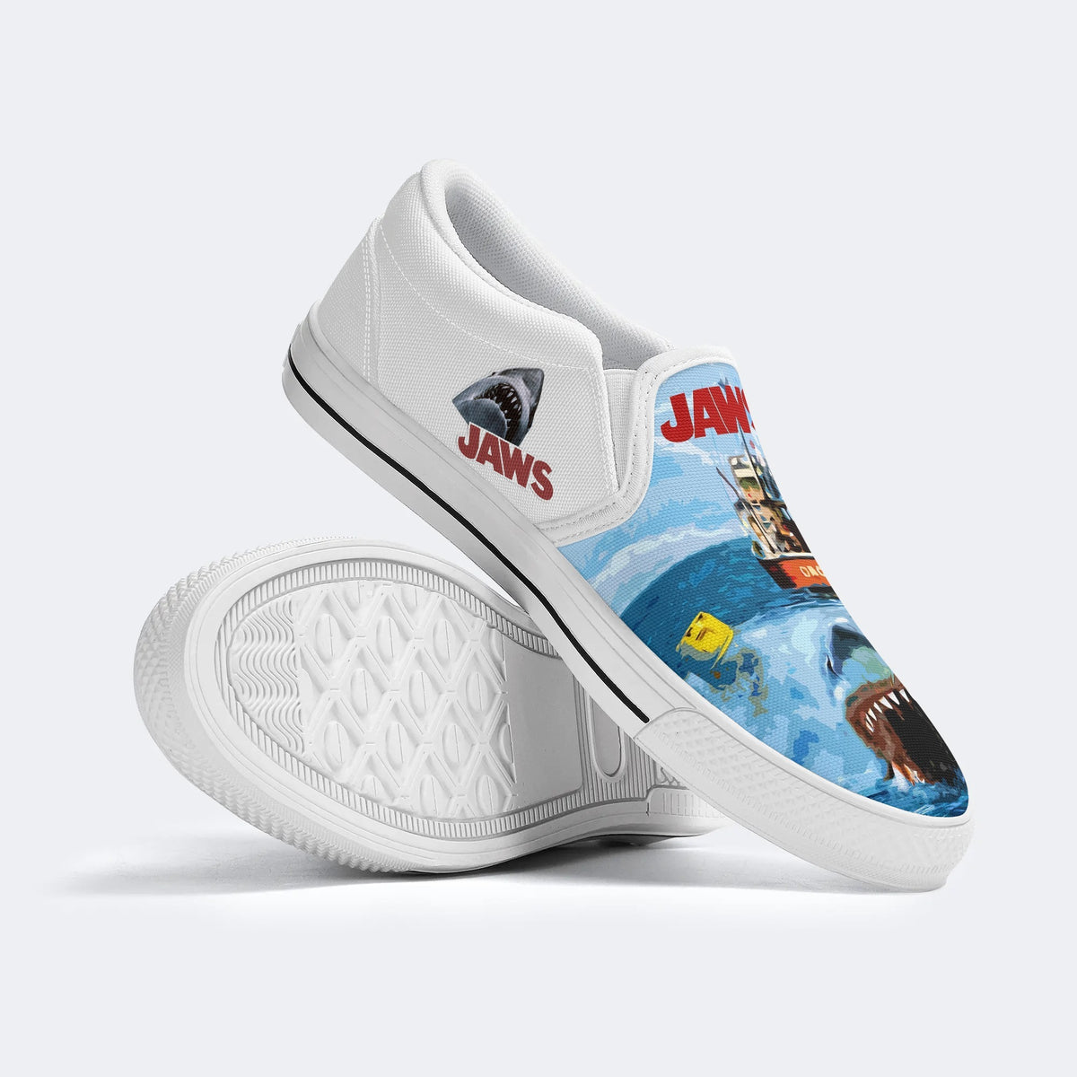 Jaws Movie Retro Print - Slip On Shoes