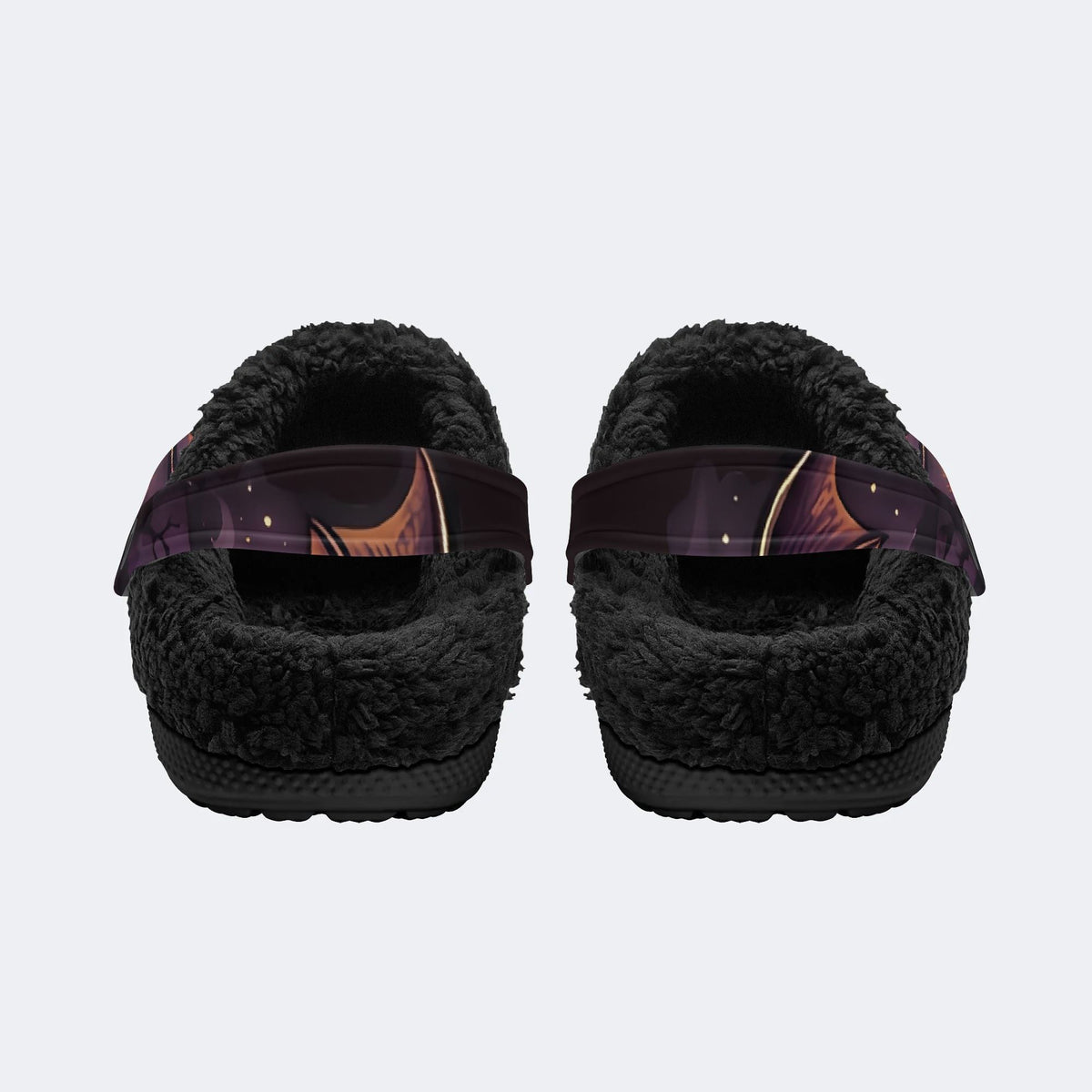 Gothic Bat Pumpkin Moon Halloween Grave - Fur Lined Slippers/Sandals