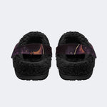 Gothic Bat Pumpkin Moon Halloween Grave - Fur Lined Slippers/Sandals