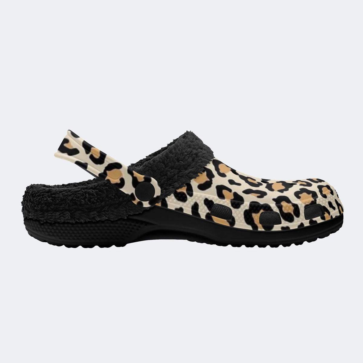 Leopard Print Pattern - Fur Lined Slippers/Sandals
