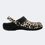 Leopard Print Pattern - Fur Lined Slippers/Sandals