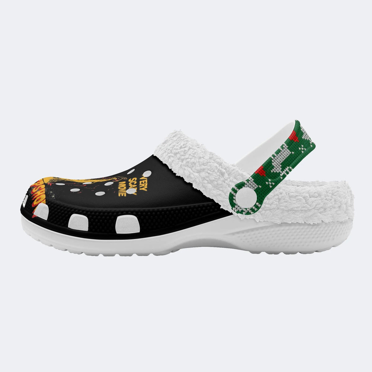 Horror Movie Vintage Graphic Print - Fur Lined Slippers/Sandals
