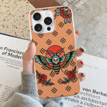 Vintage Rose Death Moth Print - Phone Case