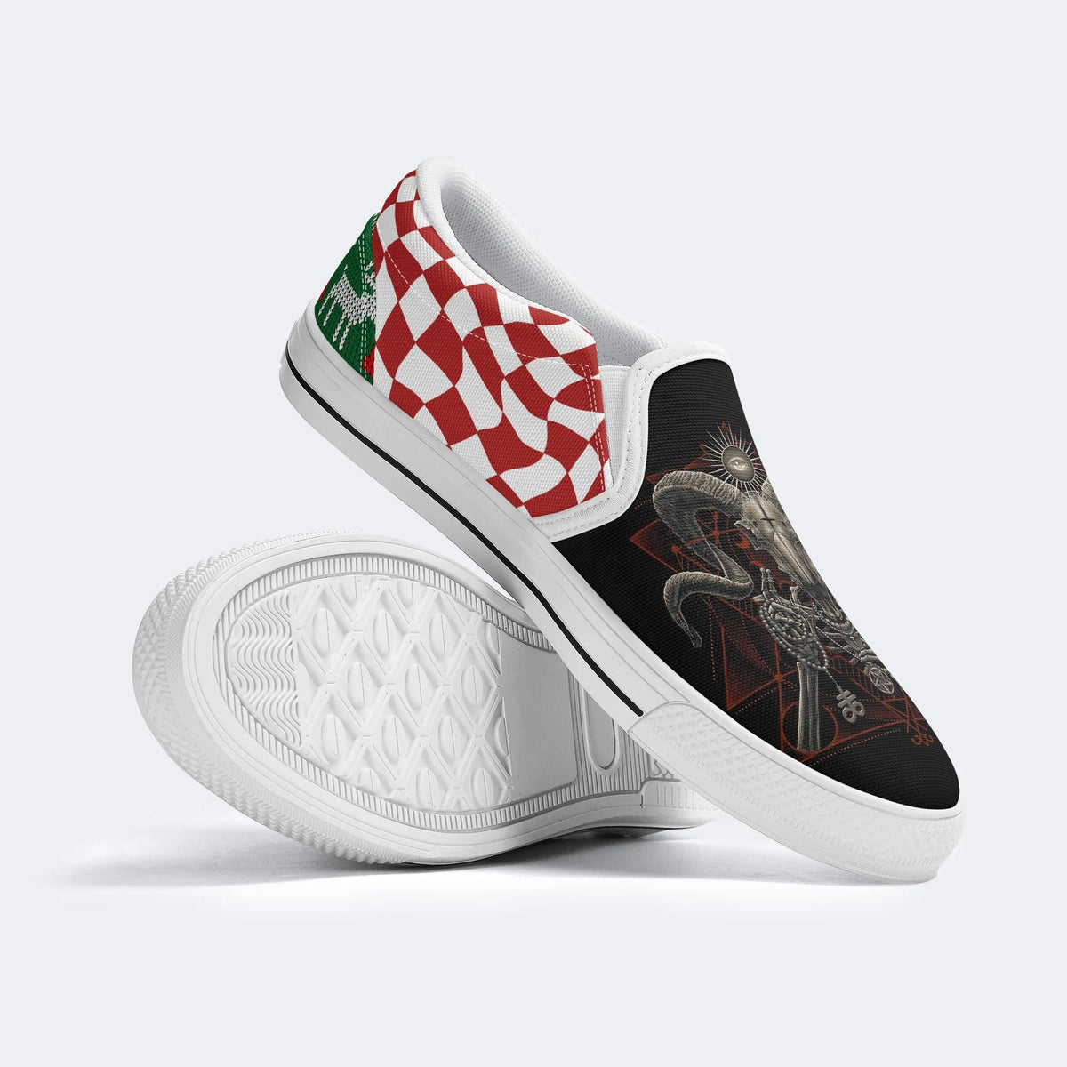 Demonic Baphomet Print - Slip On Shoes