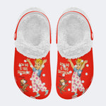 Retro Funny Art Print - Fur Lined Slippers/Sandals