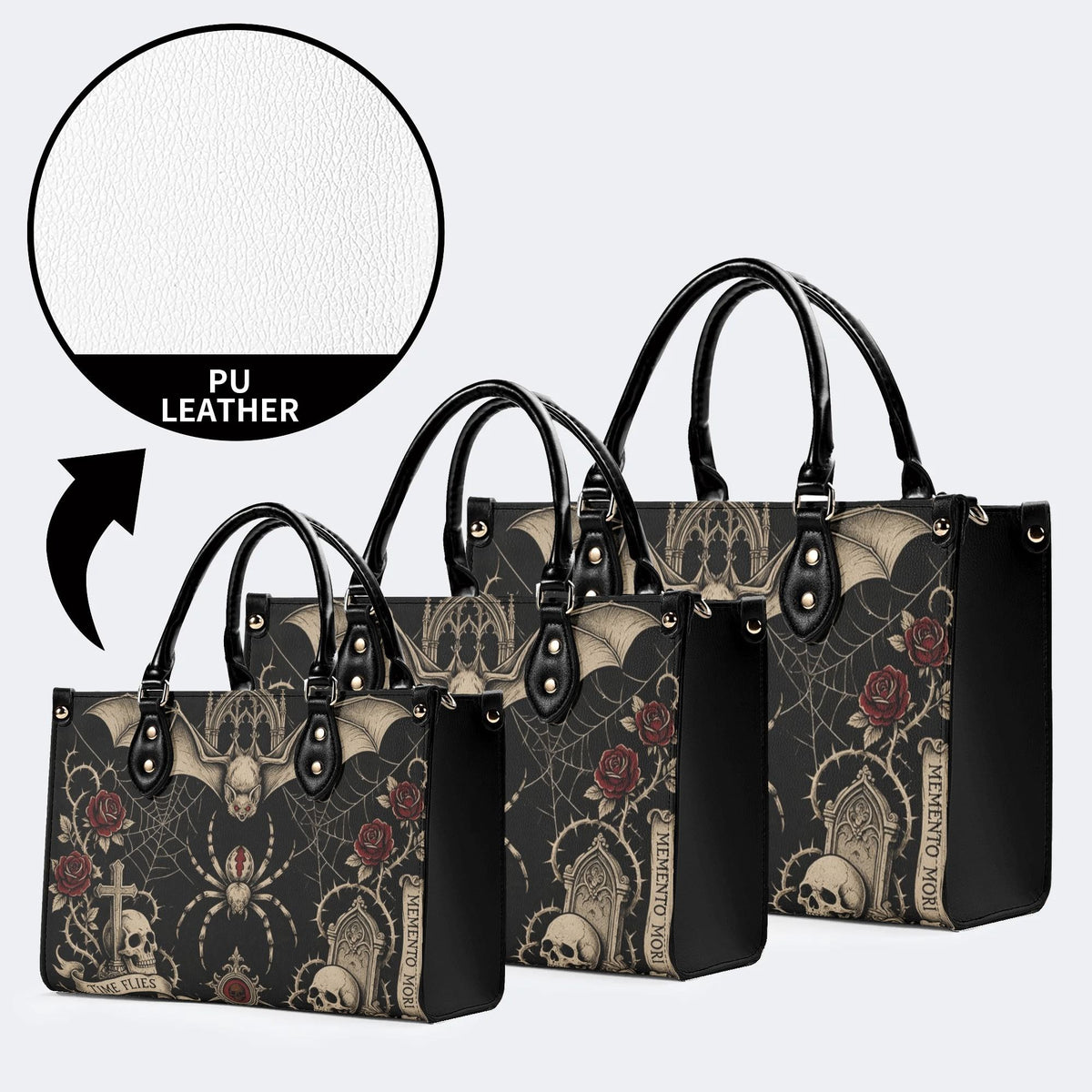 Bat Spider Skull Rose Print Handbag Factory Direct Sales