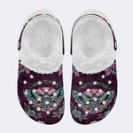 Classic Death Moth Print - Fur Lined Slippers/Sandals