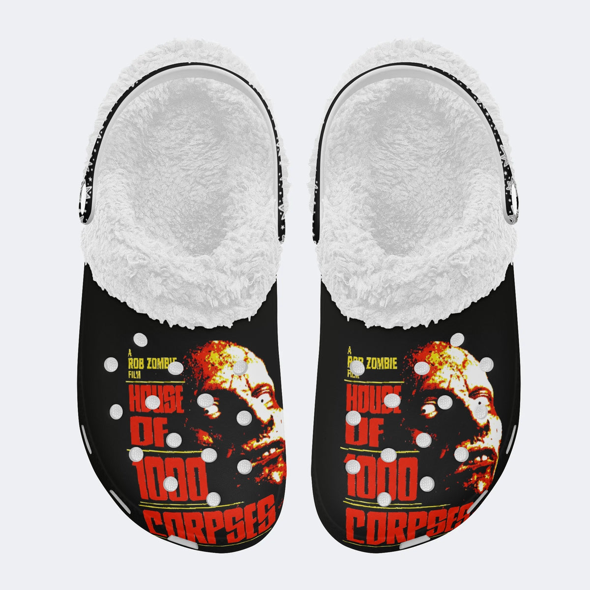 Horror Movie Vintage Graphic Print - Fur Lined Slippers