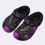 Pink Black Comic Collage - Fur Lined Slippers/Sandals
