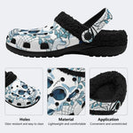 Blue Skull Foliage - Fur Lined Slippers/Sandals
