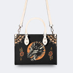 Screaming Wolf Vintage Print - Leather Handbag