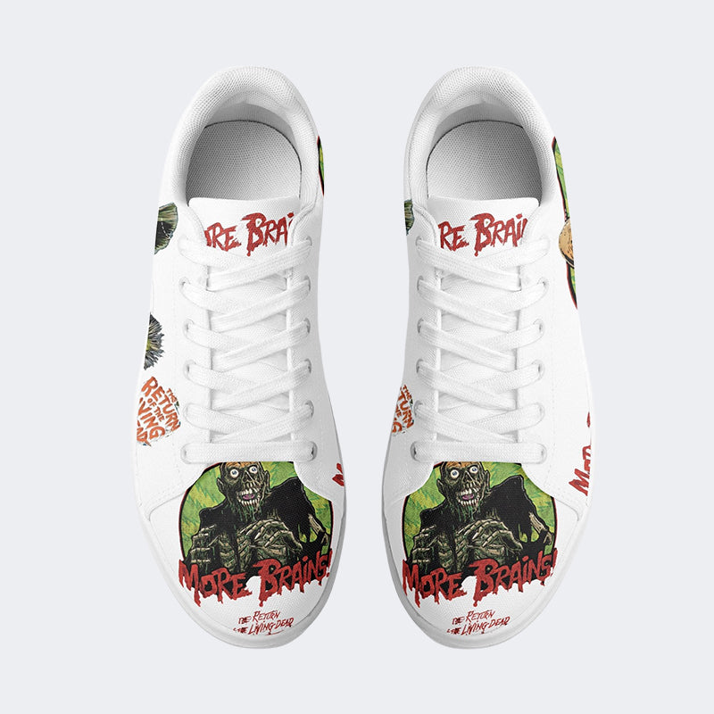 Unisex More Brains Print - Skateboard Sneakers