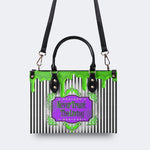 Classic Black And White Stripes - Leather Handbag