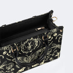Dark Cottagecore Forest Animal Bones Print - Leather Handbag