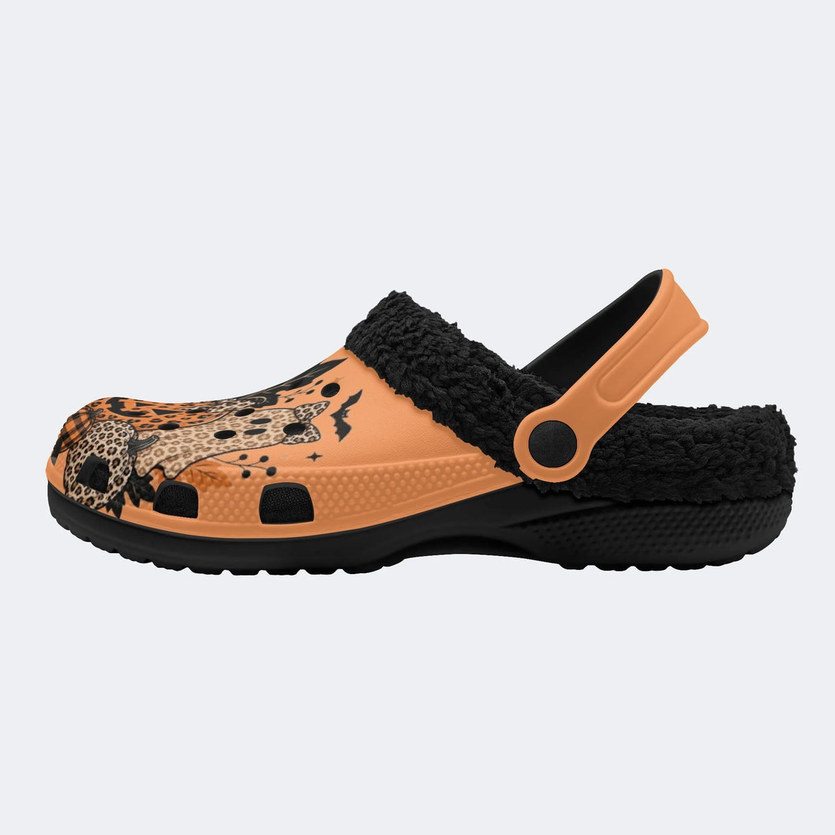 Leopard Pumpkin Ghost - Fur Lined Slippers/Sandals