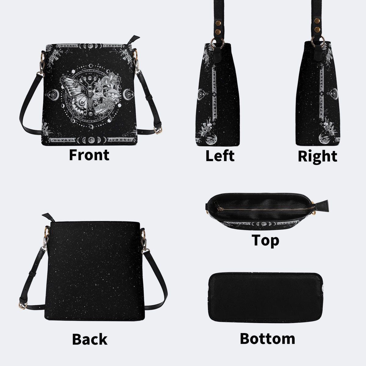 Tarot Skull Butterfly Print - Bucket Bag