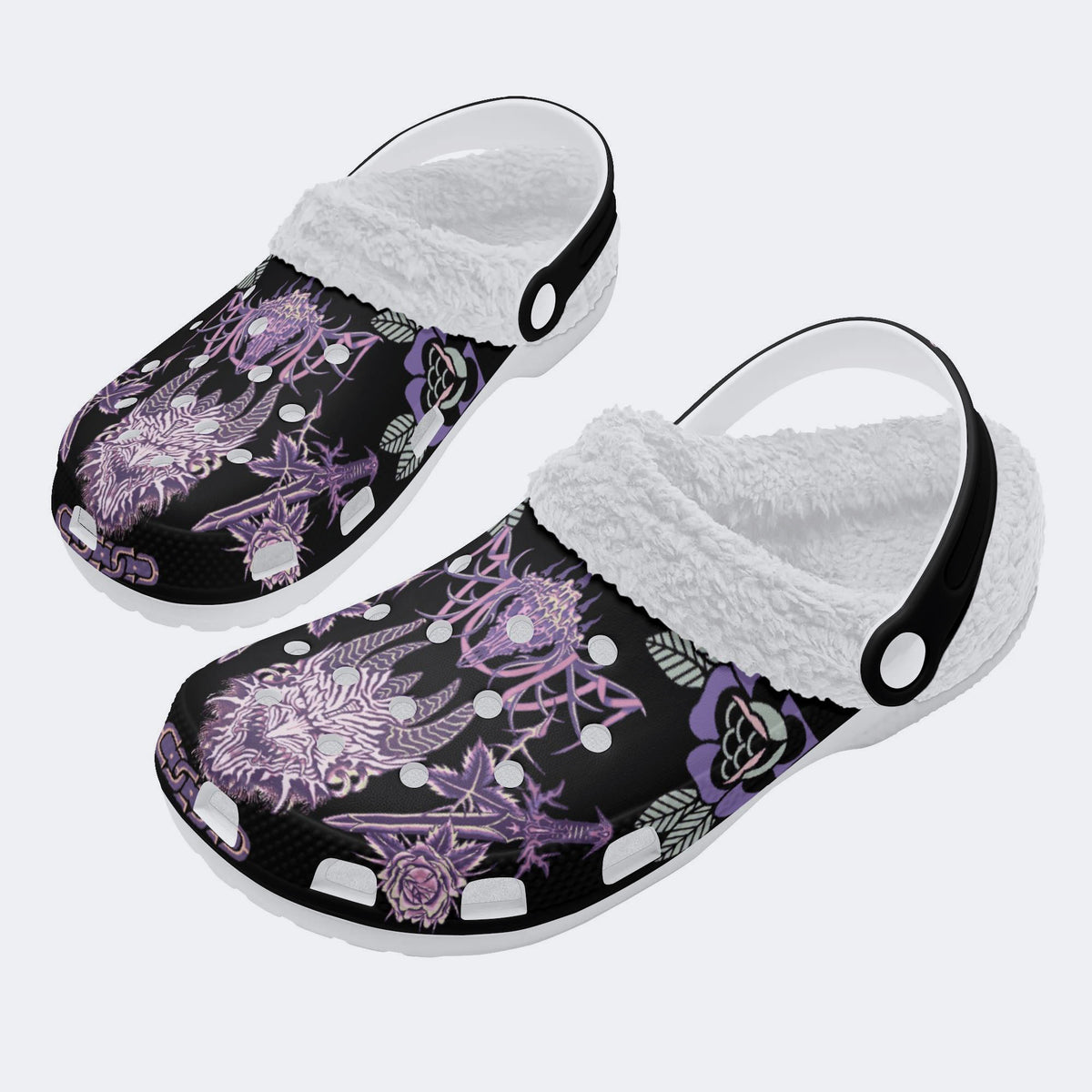 Unisex Devil Art Print - Fur Lined Slippers/Sandals