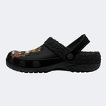 Vintage Crown Skull Flower - Fur Lined Slippers/Sandals