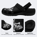 Gothic Death Moth Crossbones Moon - Fur Lined Slippers/Sandals