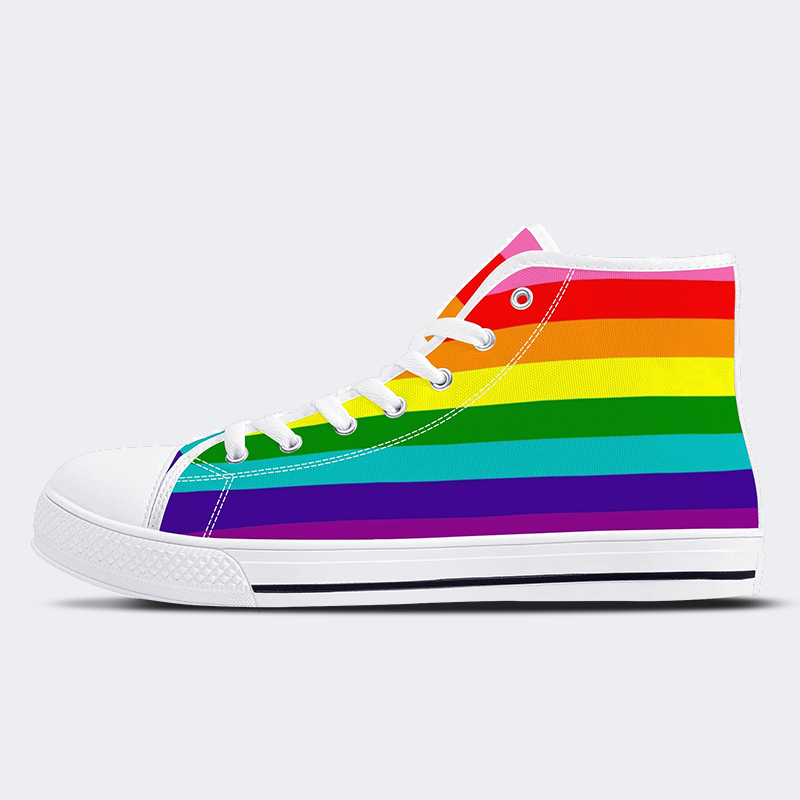 Gilbert Pride Flag High Top Canvas Shoes