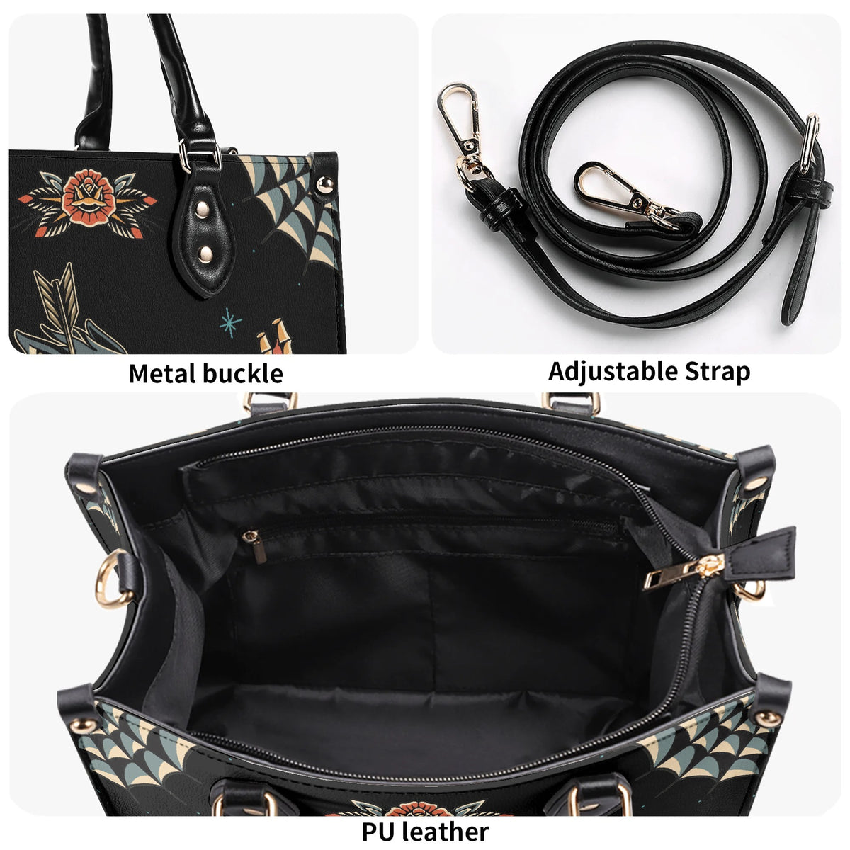 Wolf Vintage Print - Leather Handbag