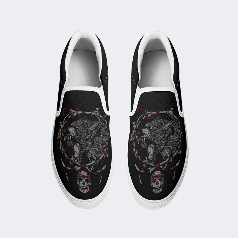 Wolf&Skull Graphic Print - Slip On Shoes