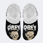 They Live Obey Print - Fur Lined Slippers/Sandals