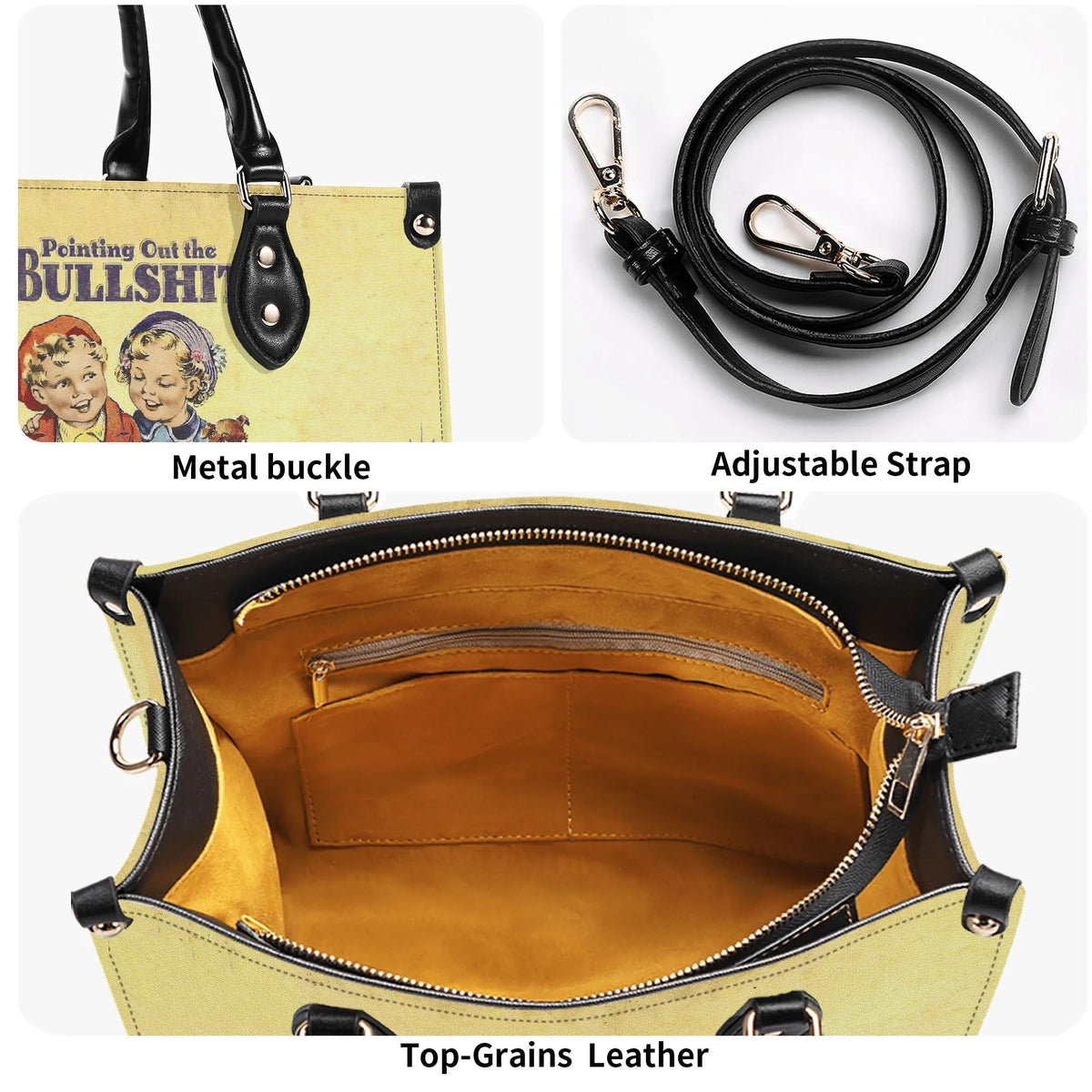 Pointing Out The Bullshit - Leather Handbag