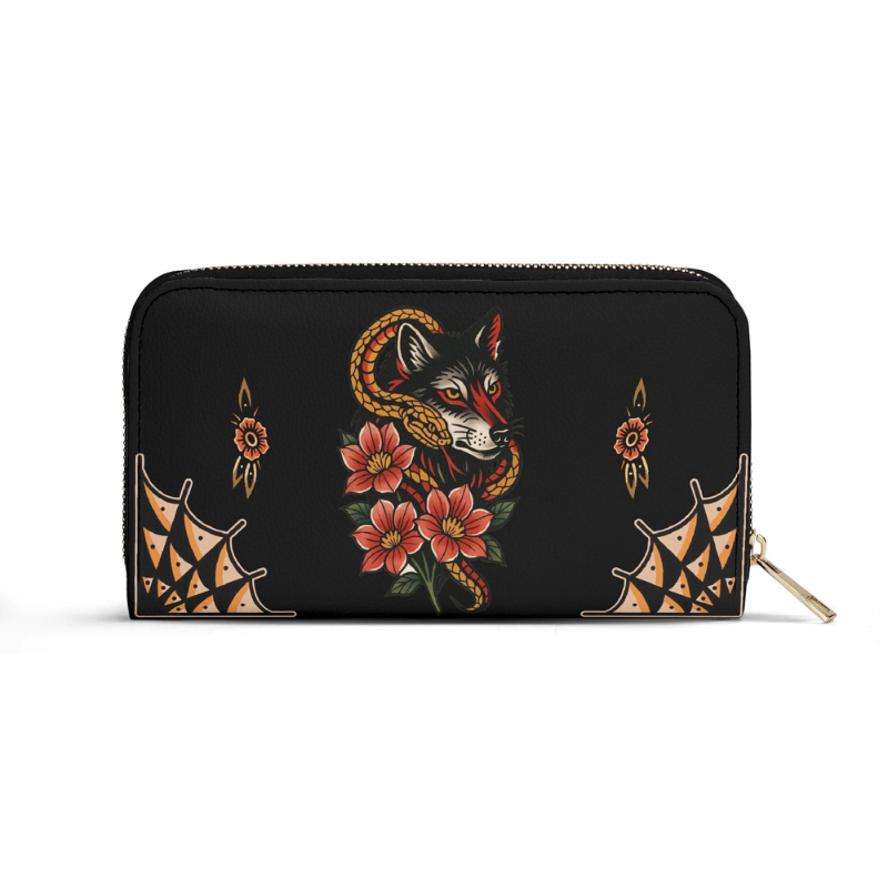 Wolf And Snake Print Leather Wallet Factory Direct Sales