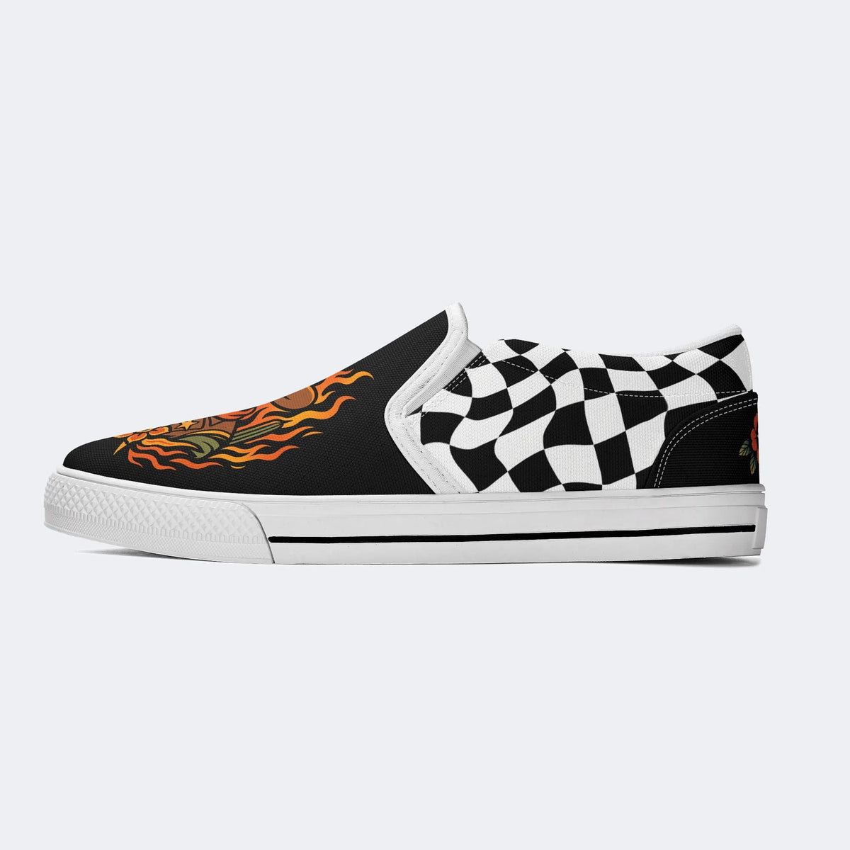 Flame Cowboy Frog Print - Slip On Shoes