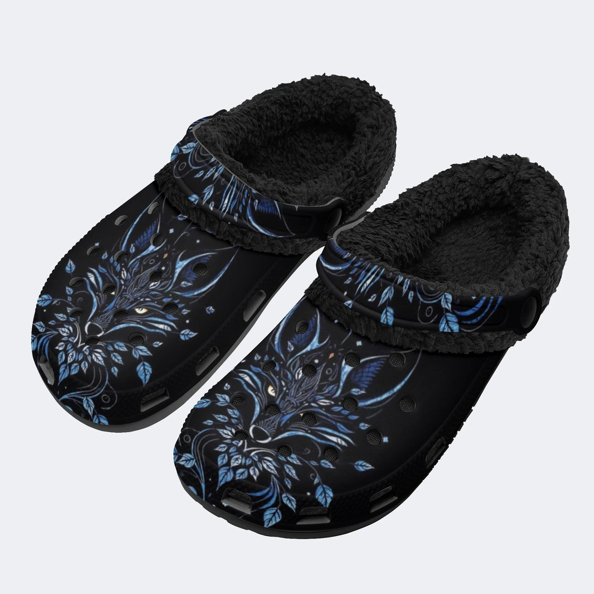 Blue Wolf Leaf - Fur Lined Slippers/Sandals