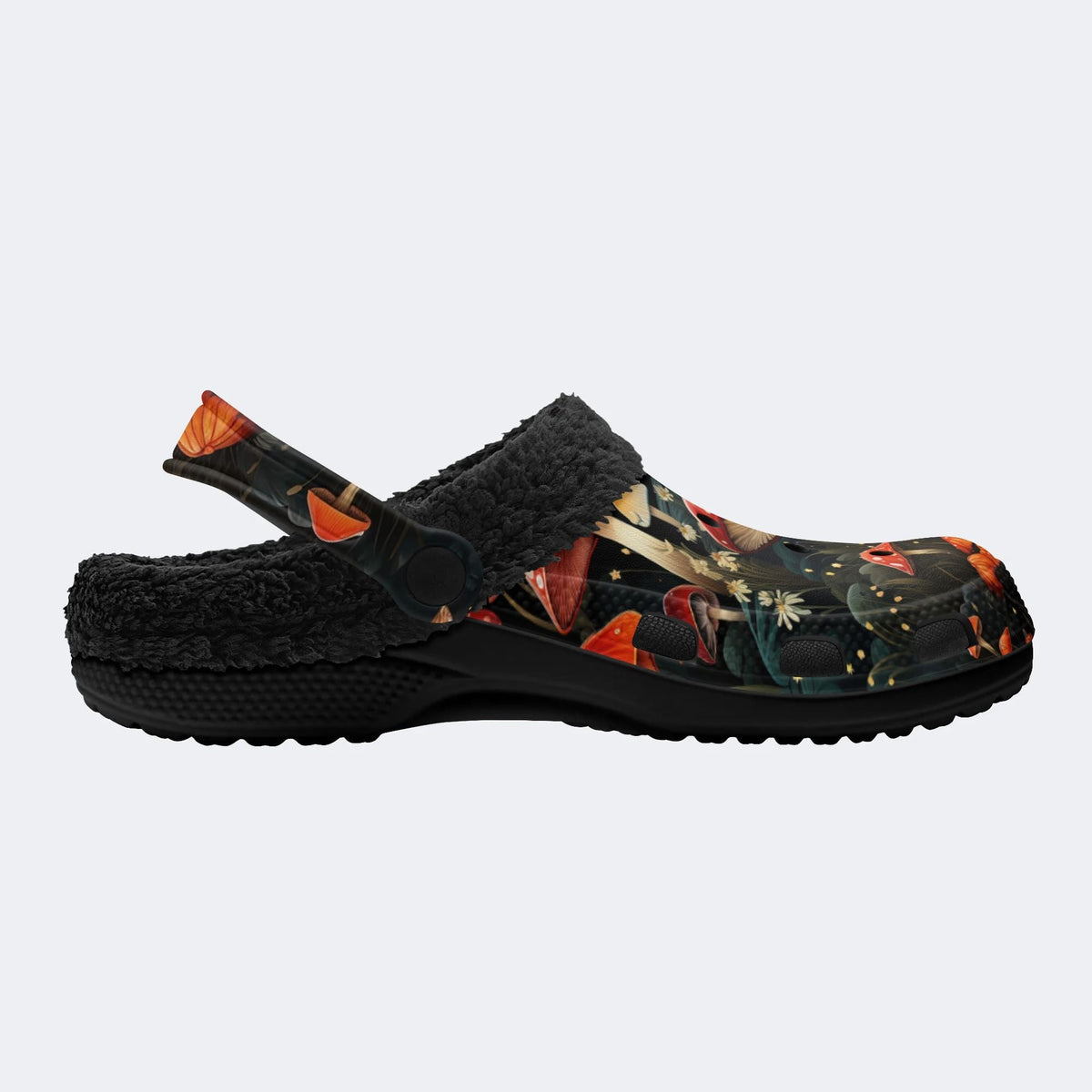 Magic Mushrooms Print - Fur Lined Slippers/Sandals