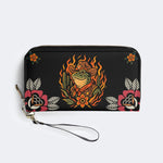 Flame Cowboy Frog Print - Leather Wallet