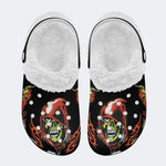 Horror Devil Print - Fur Lined Slippers/Sandals