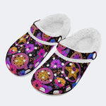 Magical Symbols&Flowers Print- Fur Lined Slippers/Sandals