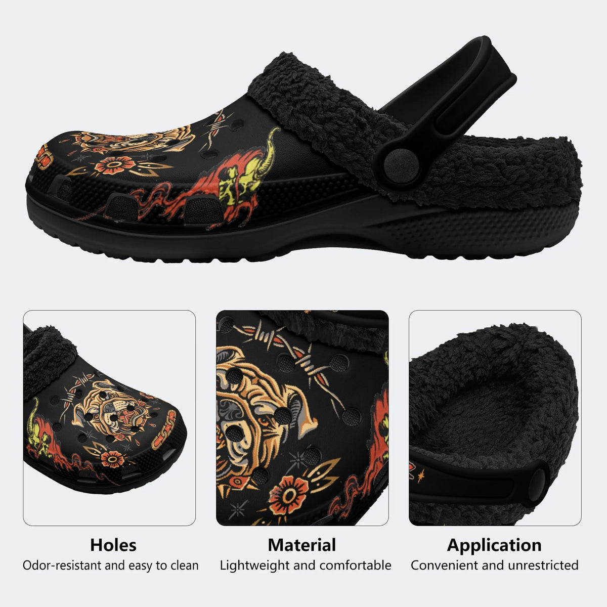 Bulldog Art Print - Fur Lined Slippers/Sandals