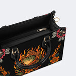 Flame Cowboy Frog Print - Leather Handbag
