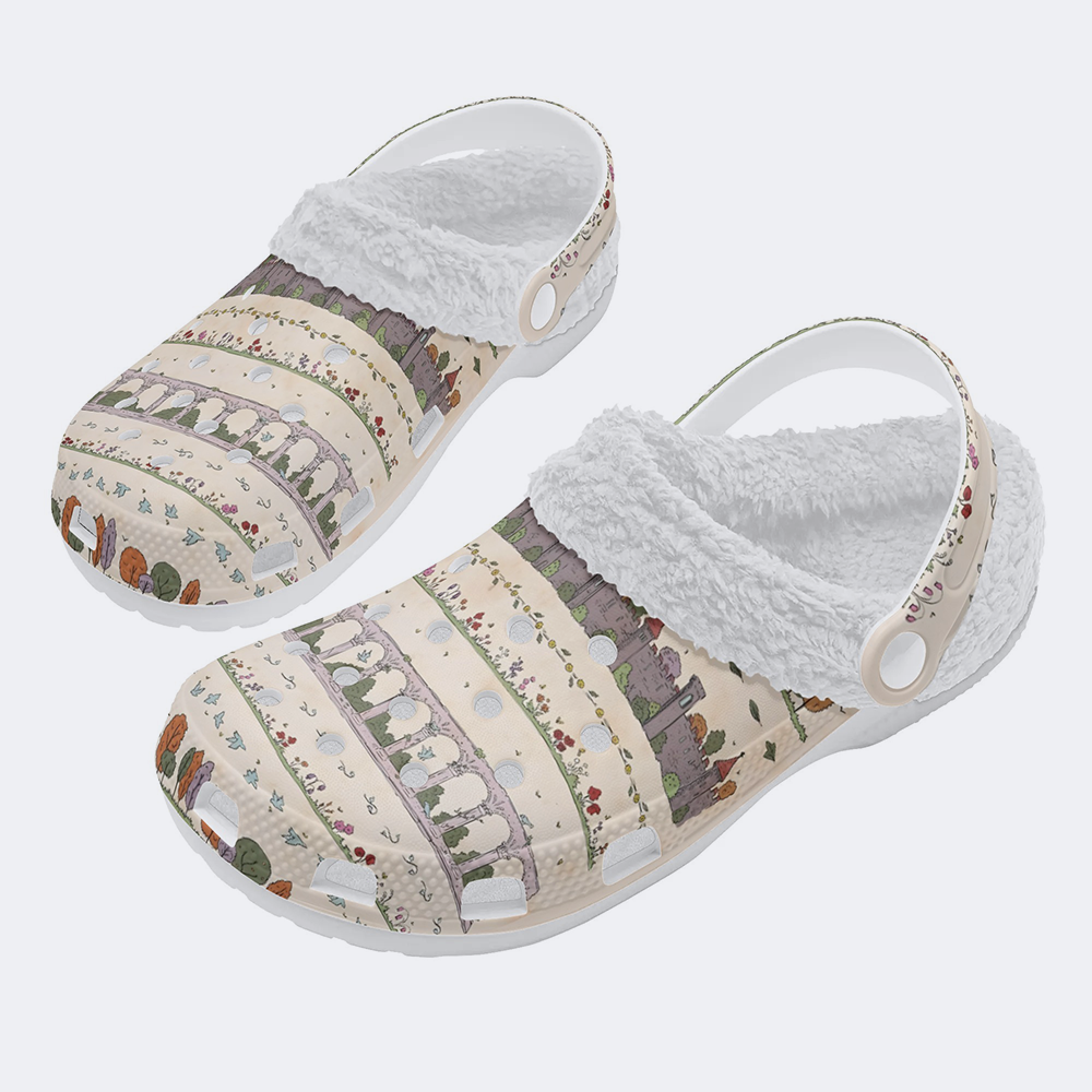 Castles and colonnades - Fur Lined Slippers/Sandals