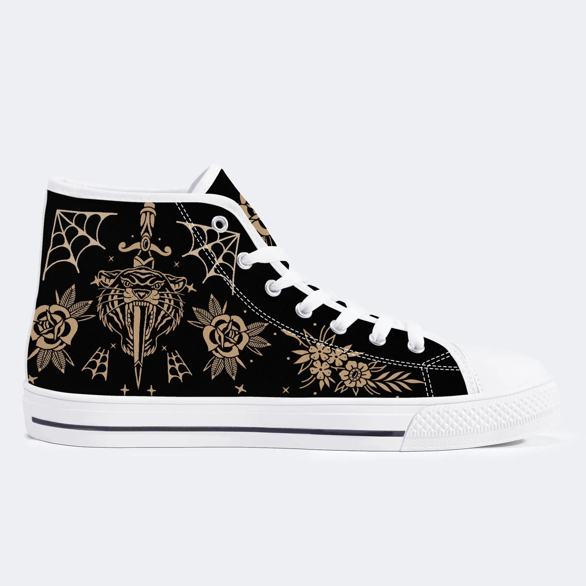 Old School Tiger Print - High Top Canvas