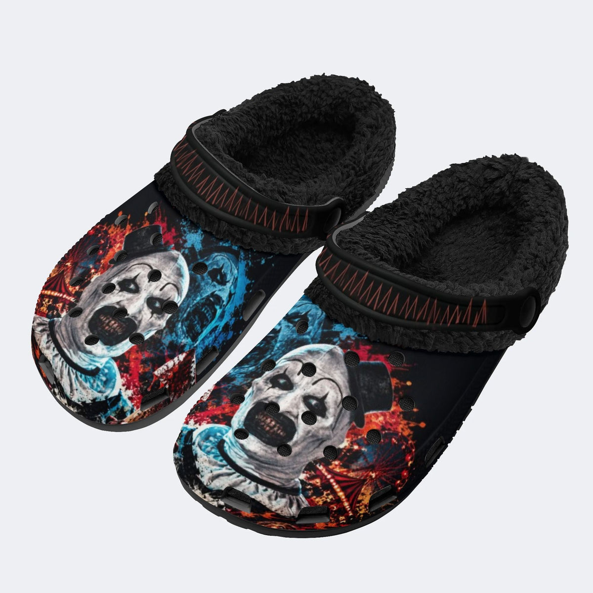 Horror Circus Clown - Fur Lined Slippers/Sandals