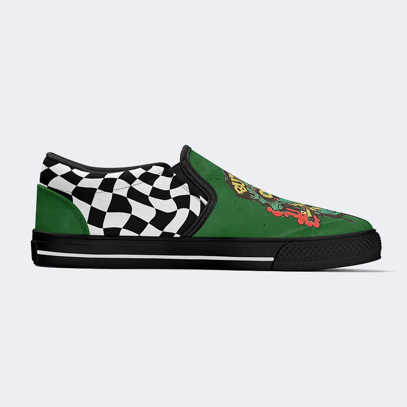 Unisex Skull&Letter Print - Slip On Shoes