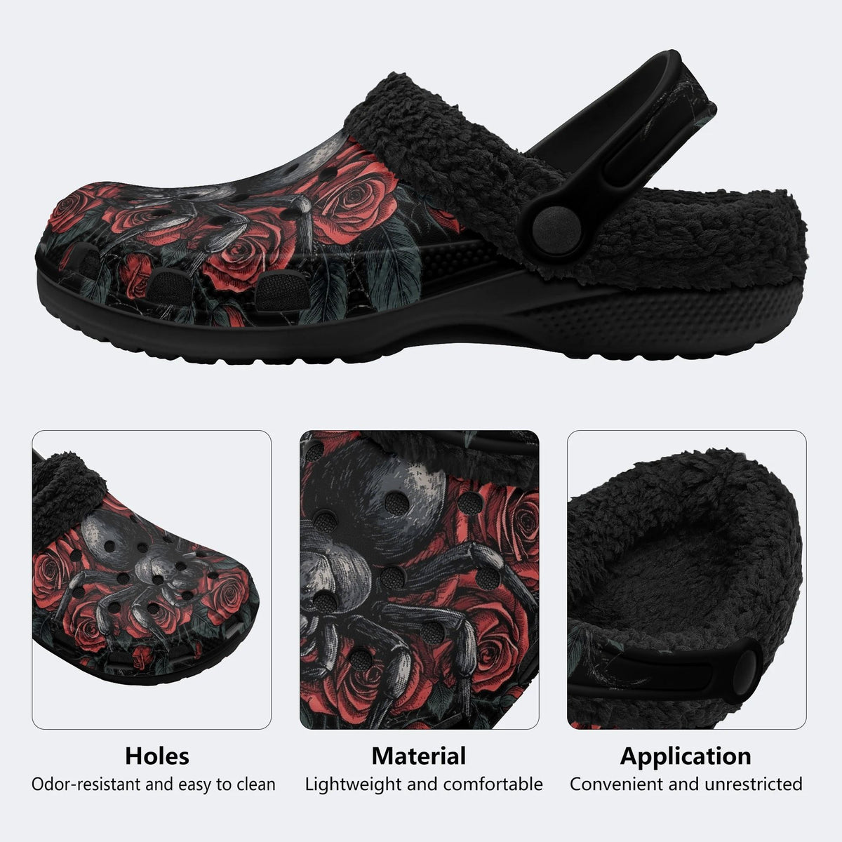 Bloody Rose Spider - Fur Lined Slippers/Sandals