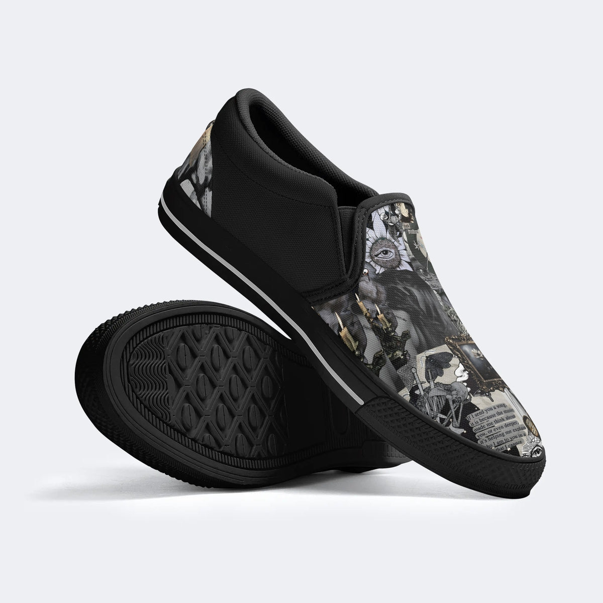 Horror Collage Print - Slip On Shoes