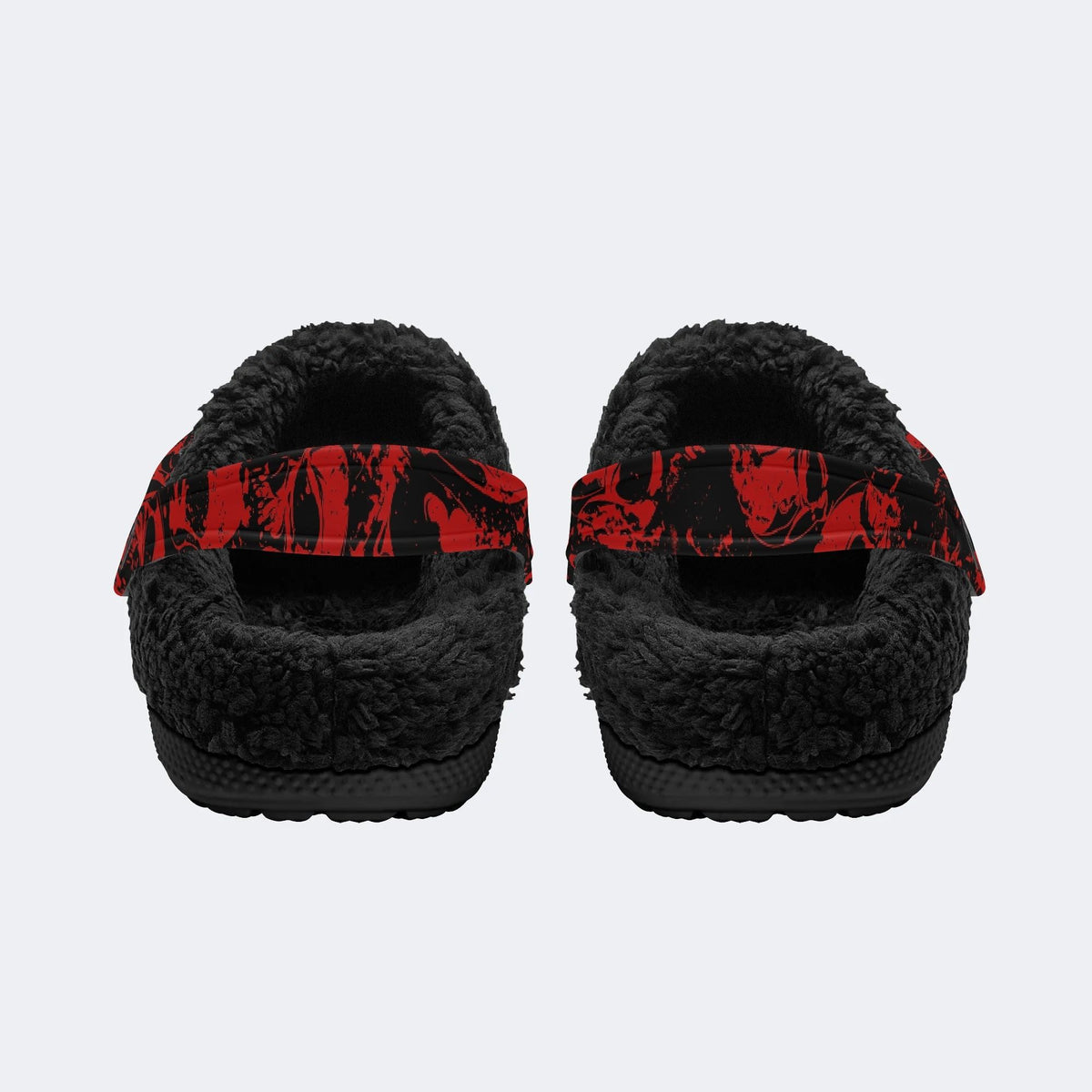Gothic Splatter Skulls - Fur Lined Slippers/Sandals