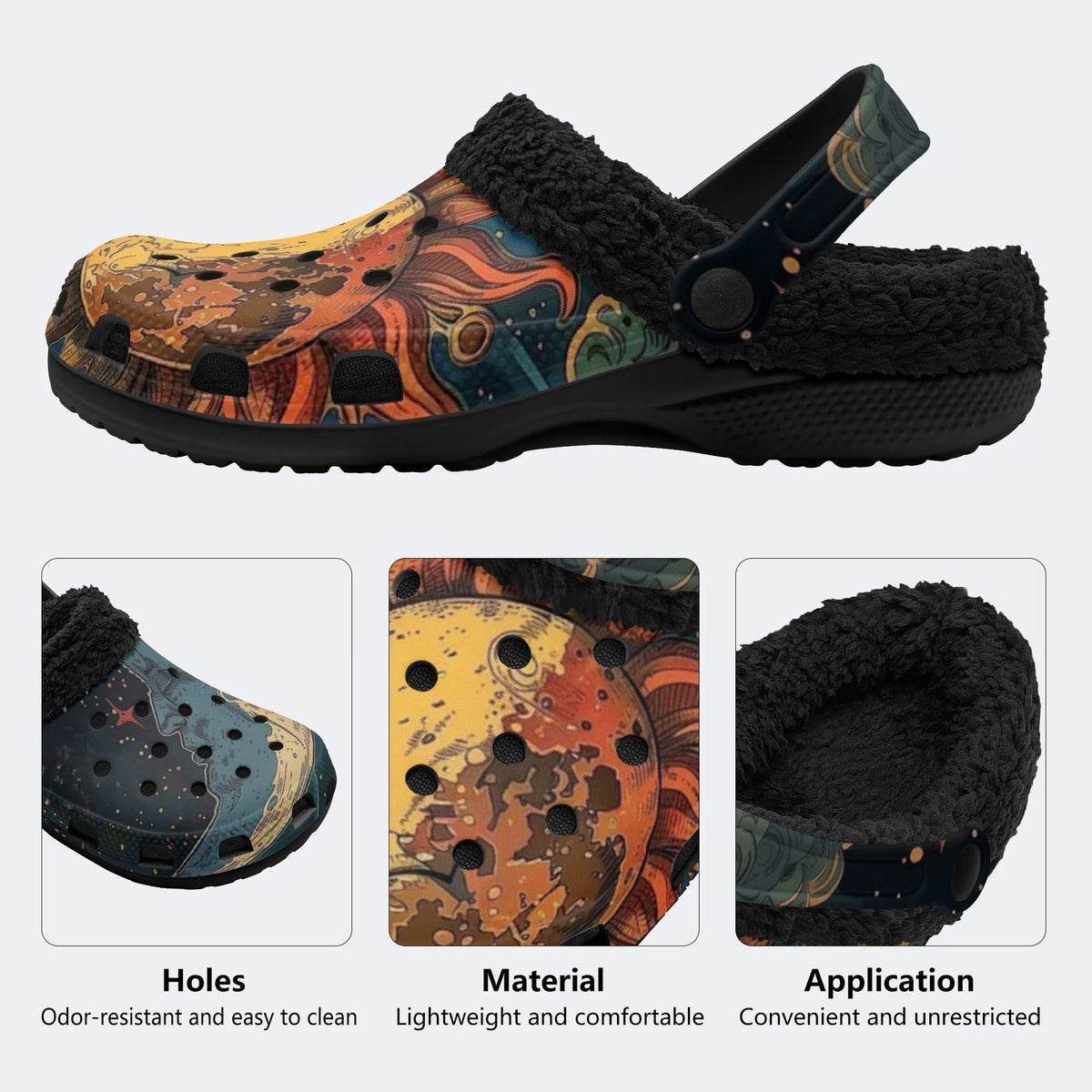 Dark Tarot Cosmos‑Fur Lined Slippers Sandals