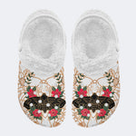 Old School Death Moth Print - Fur Lined Slippers/Sandals