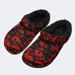 Gothic Splatter Skulls - Fur Lined Slippers/Sandals
