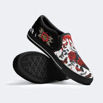Heart Rose Butterfly Print - Slip On Shoes